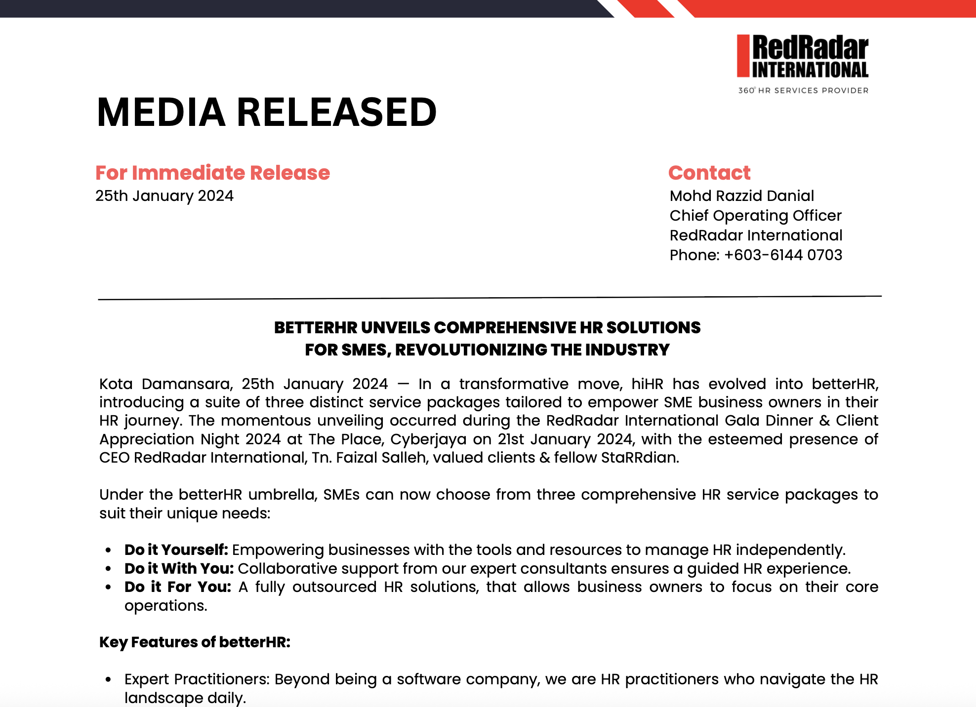 Media Release betterHR